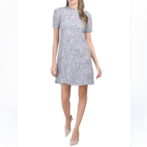 Nanette Lepore Dresses & Skirts - Nanette Lepore Metallic Bouclé Mini Dress Ice Denim Multi Size 14 NWT